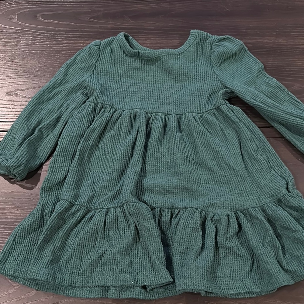 Cat & Jack Green Pleated Sundress with Bishop Sleeves